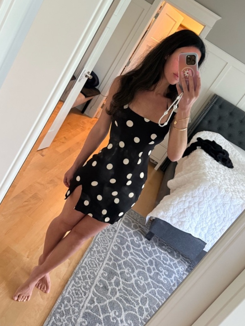 Reformation Polka Dot Sleeveless Dress Black/White NOHA DRESS
MOON DOT-2